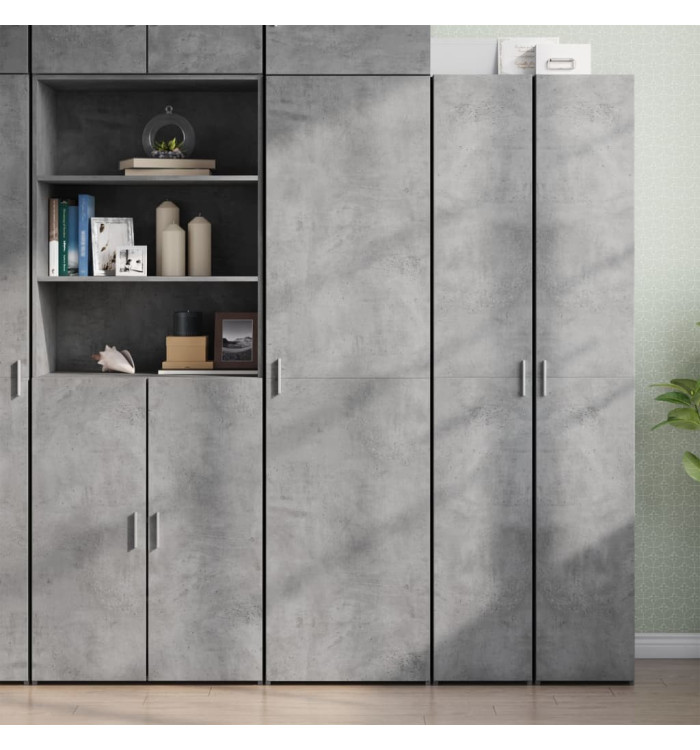 Buffet haut gris béton 50x42,5x185 cm bois d'ingénierie | Mobilier & Déco