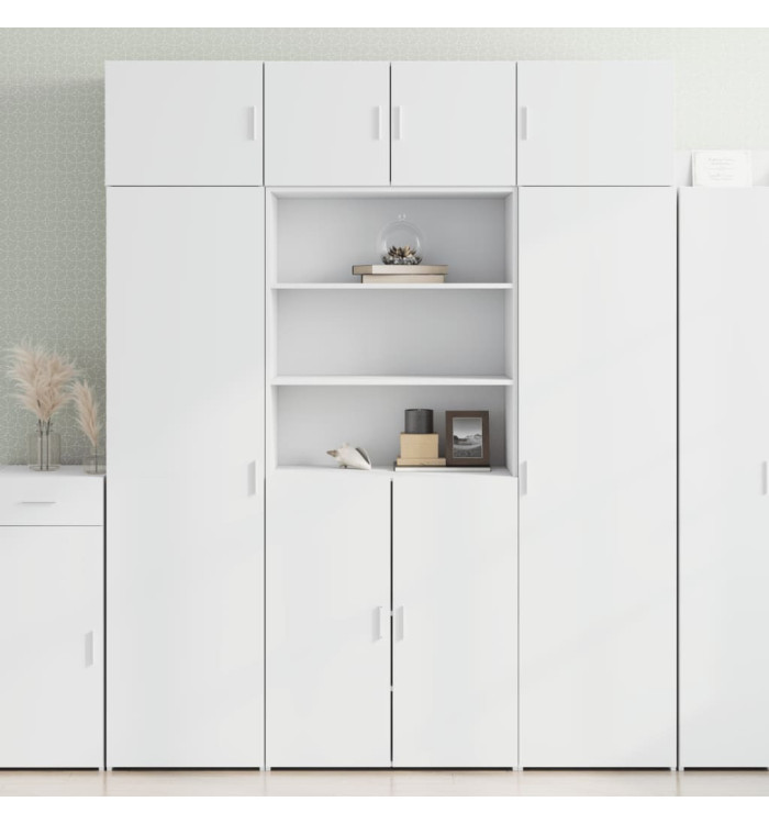Buffet haut blanc 80x42,5x185 cm bois d'ingénierie | Mobilier & Déco