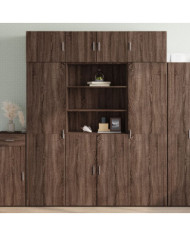 Buffet haut chêne marron 80x42,5x185 cm bois d'ingénierie | Mobilier & Déco
