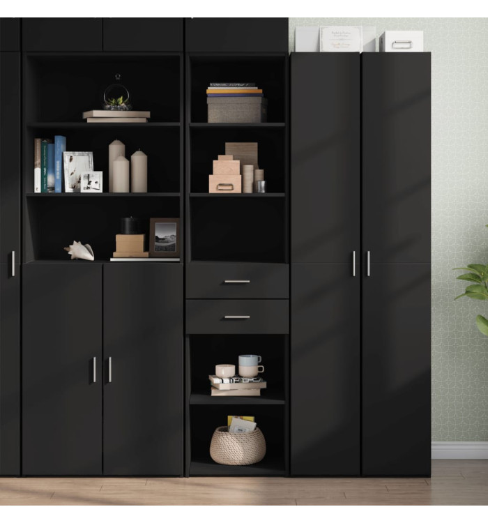 Buffet haut noir 45x42,5x185 cm bois d'ingénierie | Mobilier & Déco