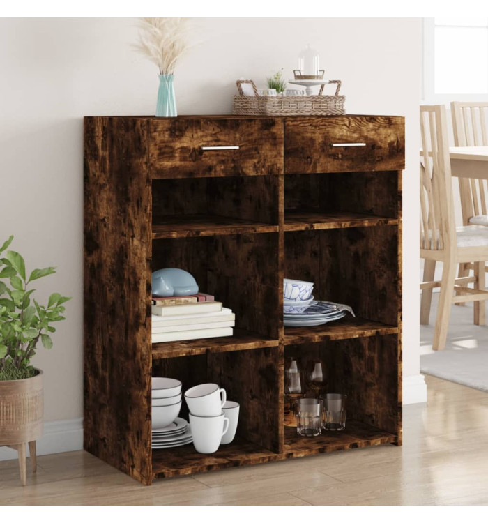 Buffet chêne fumé 80x42,5x93 cm bois d'ingénierie | Mobilier & Déco