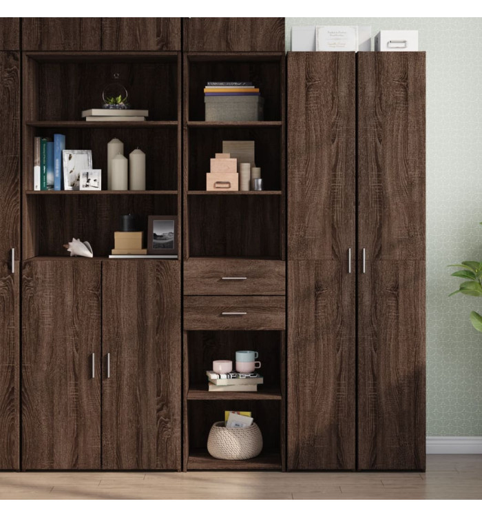Buffet haut chêne marron 45x42,5x185 cm bois d'ingénierie | Mobilier & Déco
