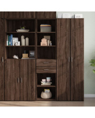 Buffet haut chêne marron 45x42,5x185 cm bois d'ingénierie | Mobilier & Déco
