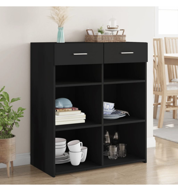 Buffet noir 80x42,5x93 cm bois d'ingénierie | Mobilier & Déco
