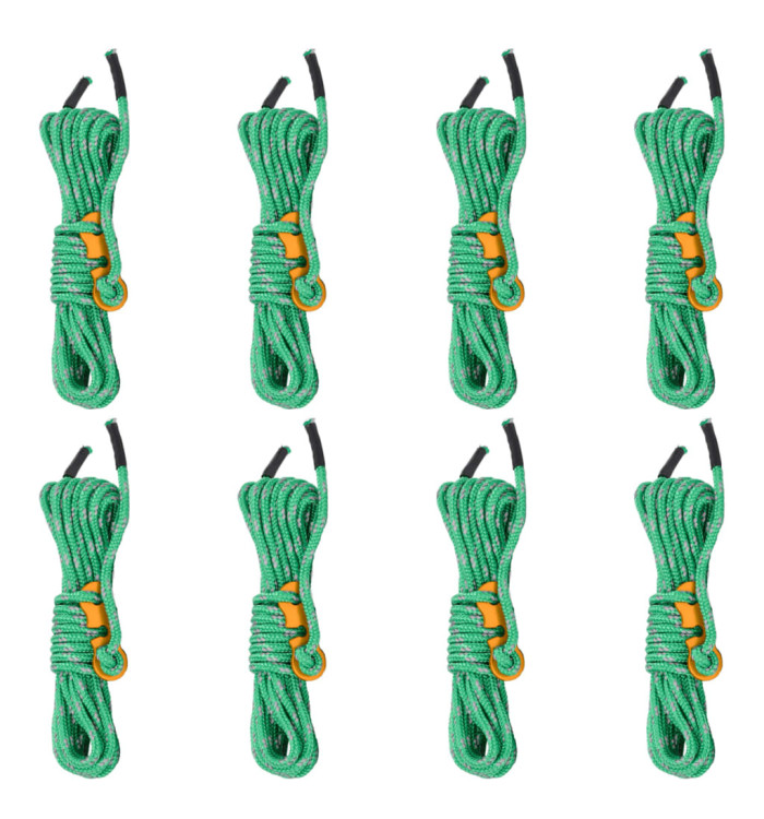 Cordes de haubanage avec clés réfléchissantes 8 pcs 4 m 4 mm | Mobilier & Déco