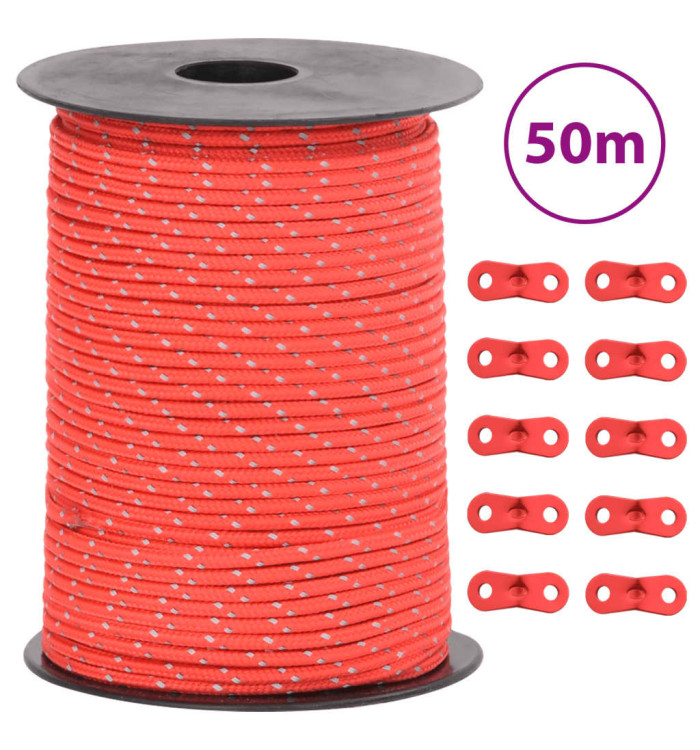 Corde de haubanage de tente avec bandes réfléchissantes et clés | Mobilier & Déco