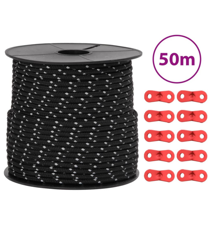 Corde de haubanage de tente avec bandes réfléchissantes et clés | Mobilier & Déco