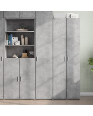 Buffet haut gris béton 40x42,5x185 cm bois d'ingénierie | Mobilier & Déco