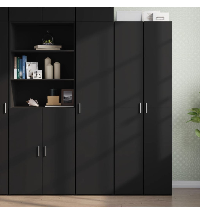 Buffet haut noir 40x42,5x185 cm bois d'ingénierie | Mobilier & Déco