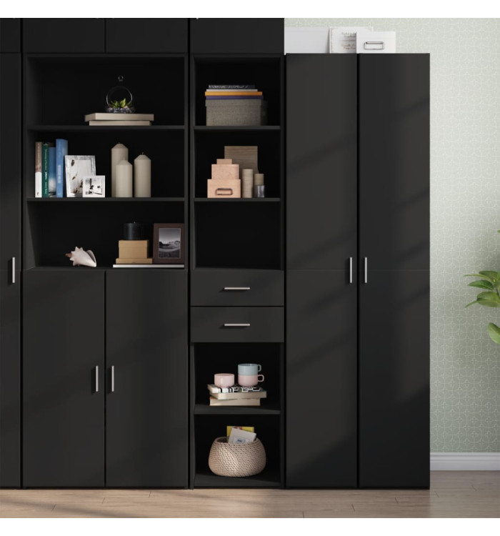 Buffet haut noir 40x42,5x185 cm bois d'ingénierie | Mobilier & Déco