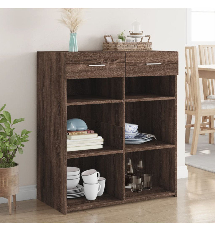 Buffet chêne marron 80x42,5x93 cm bois d'ingénierie | Mobilier & Déco