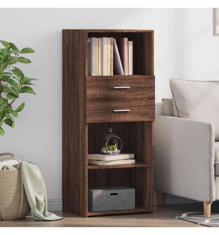 Buffet haut chêne marron 50x42,5x124 cm bois d'ingénierie | Mobilier & Déco