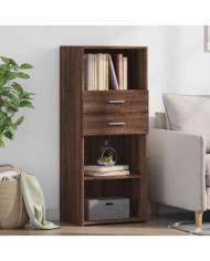 Buffet haut chêne marron 50x42,5x124 cm bois d'ingénierie | Mobilier & Déco