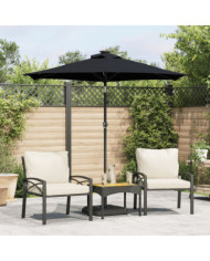 Parasol de jardin avec mât en acier noir 225x225x212 cm | Mobilier & Déco