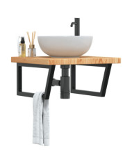 Étagère de vasque murale acier et bois de chêne massif | Mobilier & Déco