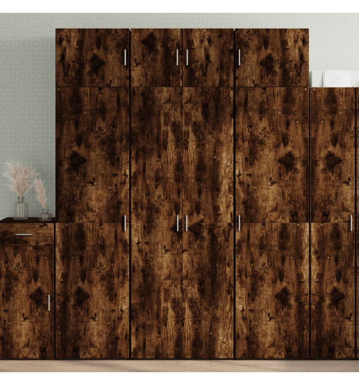 Armoire de rangement chêne fumé 70x42,5x225cm bois d'ingénierie | Mobilier & Déco