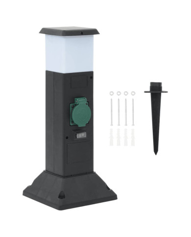 Colonne de prise d'extérieur avec lampe et piquet à 2 voies | Mobilier & Déco
