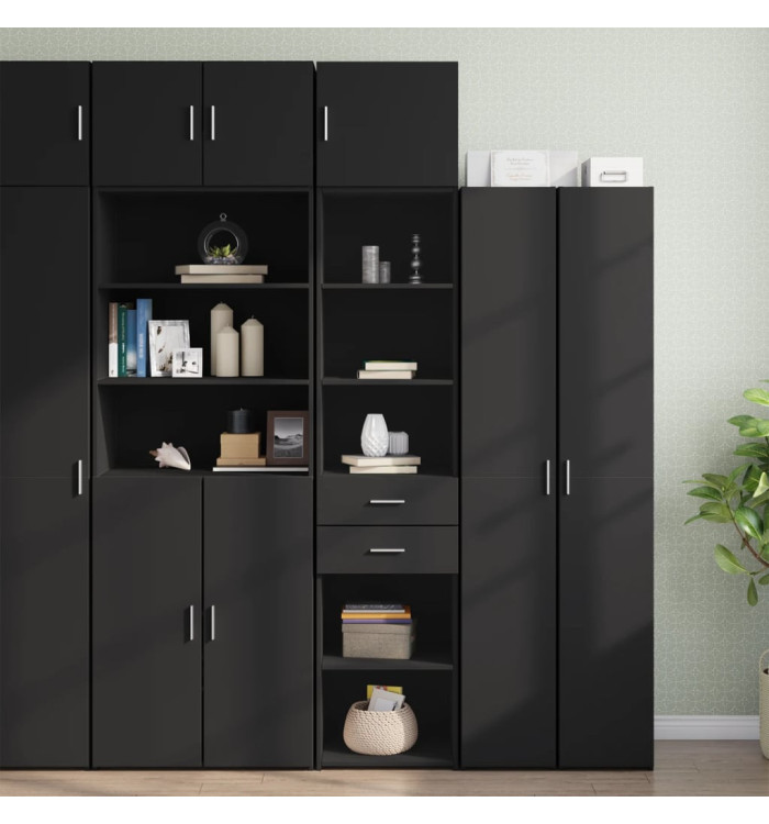 Armoire de rangement mince noir 45x42,5x225cm bois d'ingénierie | Mobilier & Déco