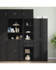 Armoire de rangement mince noir 45x42,5x225cm bois d'ingénierie | Mobilier & Déco