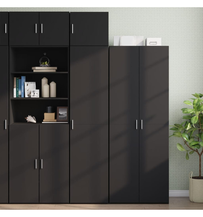 Armoire de rangement mince noir 45x42,5x225cm bois d'ingénierie | Mobilier & Déco