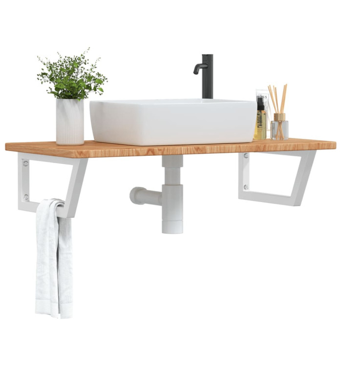 Étagère de vasque murale acier et bois de chêne massif | Mobilier & Déco