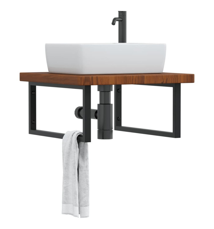 Étagère de vasque murale acier et bois de chêne massif | Mobilier & Déco
