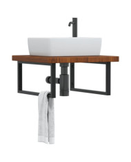 Étagère de vasque murale acier et bois de chêne massif | Mobilier & Déco
