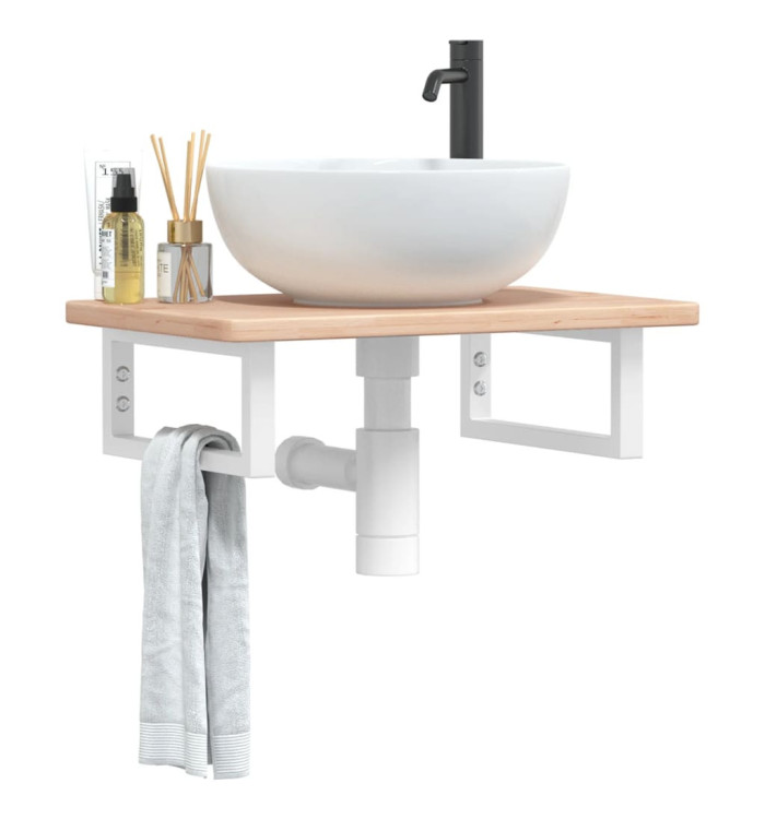 Étagère de vasque murale acier et bois de chêne massif | Mobilier & Déco