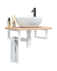 Étagère de vasque murale acier et bois de chêne massif | Mobilier & Déco