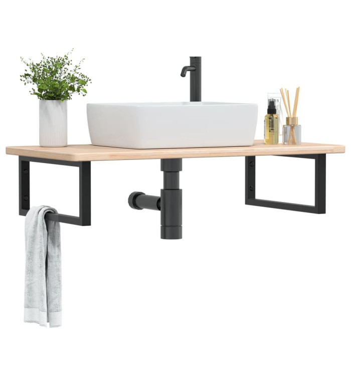 Étagère de vasque murale acier et bois de chêne massif | Mobilier & Déco