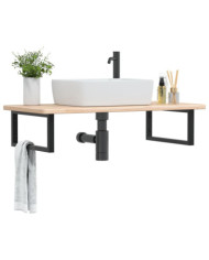 Étagère de vasque murale acier et bois de chêne massif | Mobilier & Déco