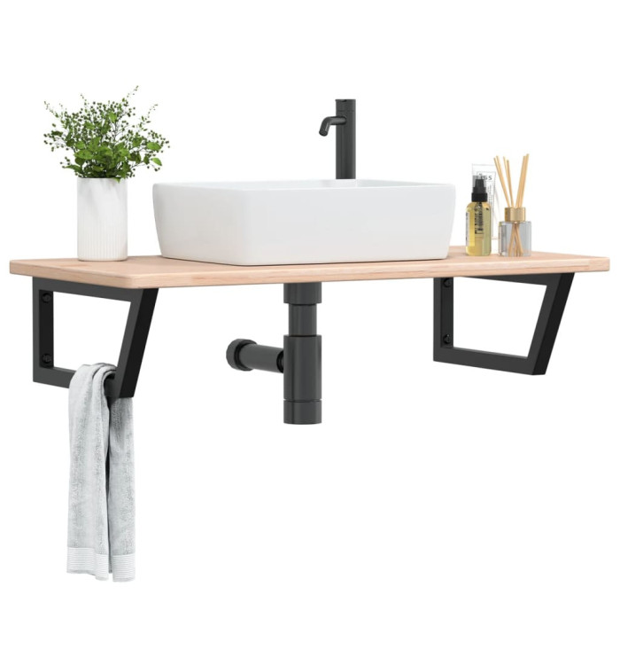 Étagère de vasque murale acier et bois de chêne massif | Mobilier & Déco