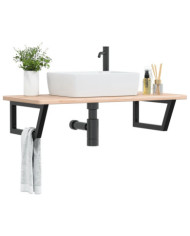 Étagère de vasque murale acier et bois de chêne massif | Mobilier & Déco