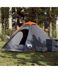 Tente de camping à dôme 4 personnes gris et orange imperméable | Mobilier & Déco