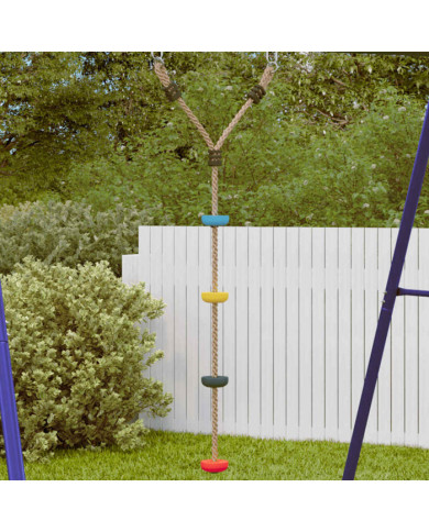 Balançoire à câble à disque d'enfants et 4 marches multicolore | Mobilier & Déco