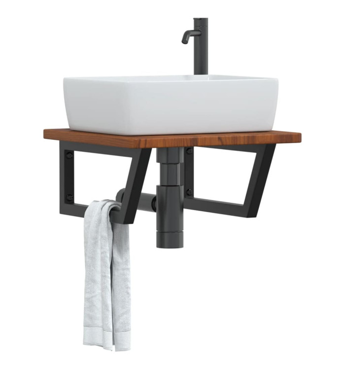 Étagère de vasque murale acier et bois de chêne massif | Mobilier & Déco