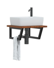 Étagère de vasque murale acier et bois de chêne massif | Mobilier & Déco