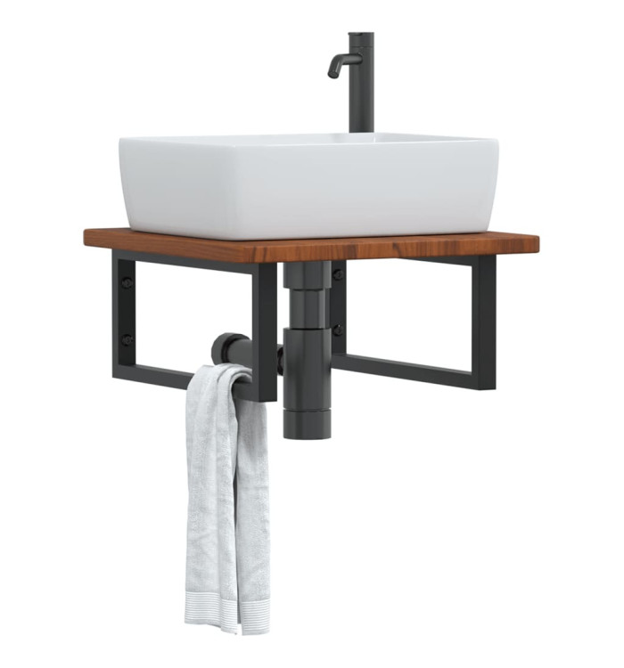 Étagère de vasque murale acier et bois de chêne massif | Mobilier & Déco