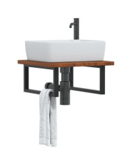 Étagère de vasque murale acier et bois de chêne massif | Mobilier & Déco