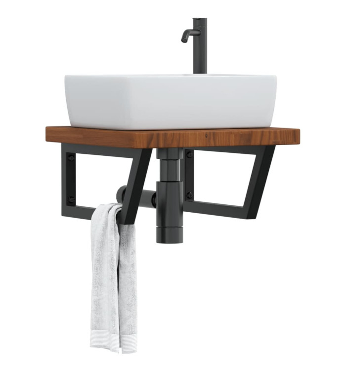 Étagère de vasque murale acier et bois de chêne massif | Mobilier & Déco
