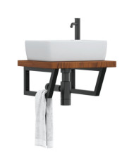 Étagère de vasque murale acier et bois de chêne massif | Mobilier & Déco