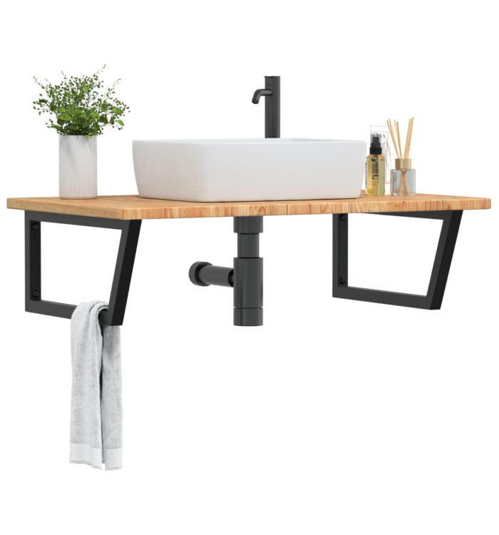 Étagère de vasque murale acier et bois de chêne massif | Mobilier & Déco