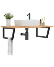 Étagère de vasque murale acier et bois de chêne massif | Mobilier & Déco