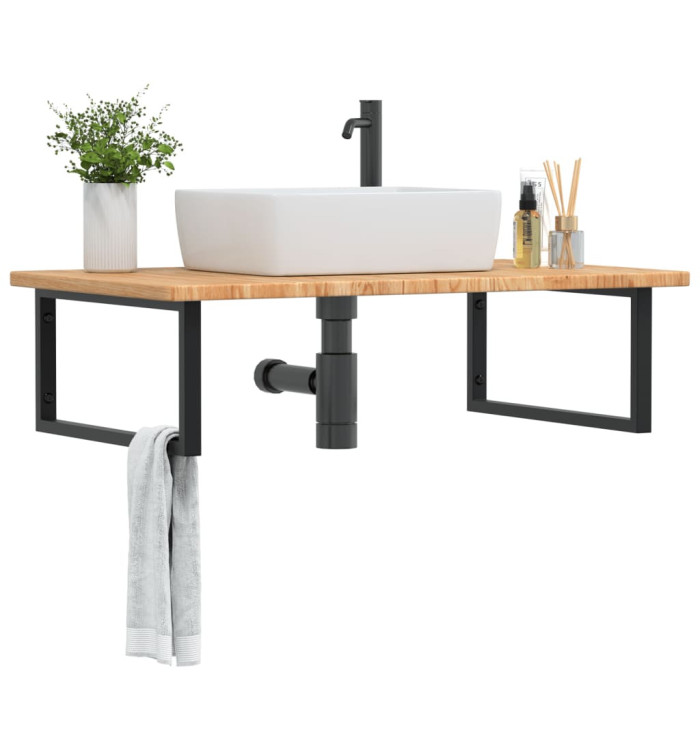 Étagère de vasque murale acier et bois de chêne massif | Mobilier & Déco