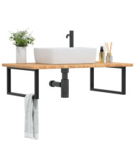 Étagère de vasque murale acier et bois de chêne massif | Mobilier & Déco