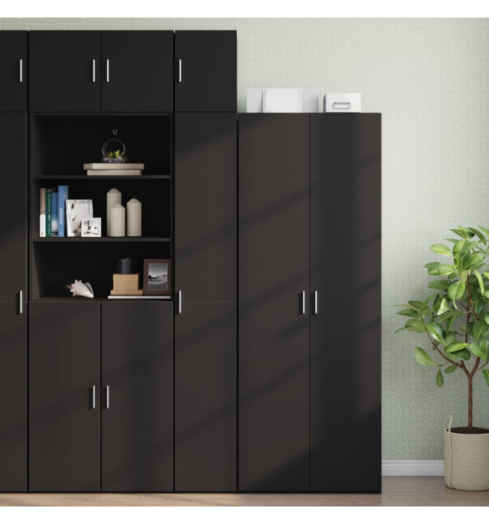 Armoire de rangement mince noir 30x42,5x225cm bois d'ingénierie | Mobilier & Déco
