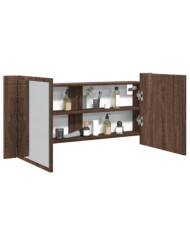 Armoire à miroir à LED de bain chêne marron 100x12x45 cm | Mobilier & Déco