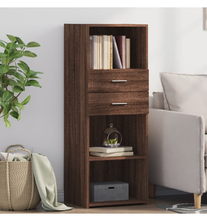 Buffet haut chêne marron 45x42,5x124 cm bois d'ingénierie | Mobilier & Déco
