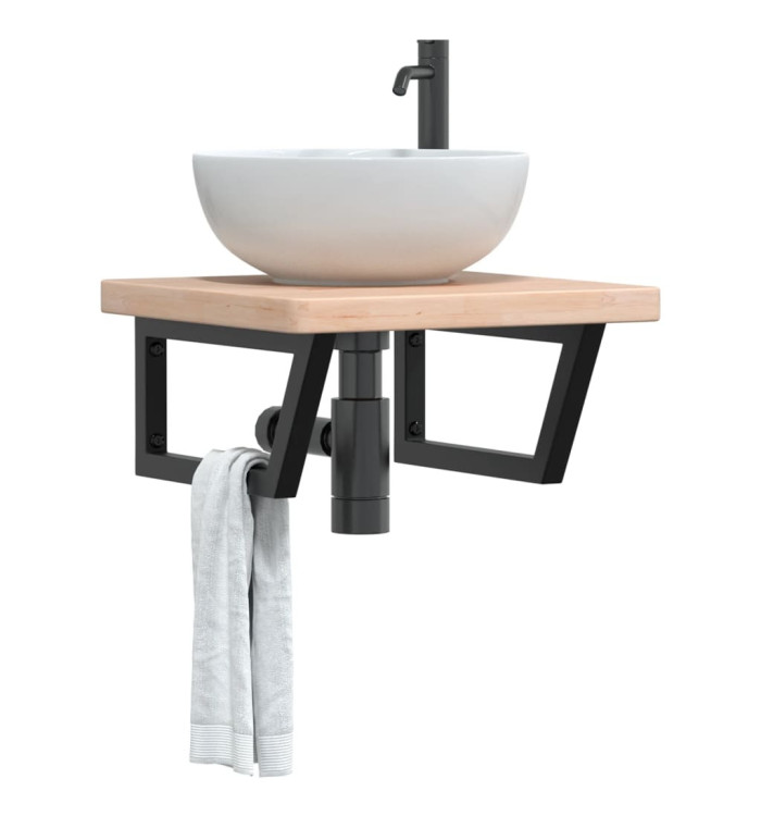 Étagère de vasque murale acier et bois de chêne massif | Mobilier & Déco