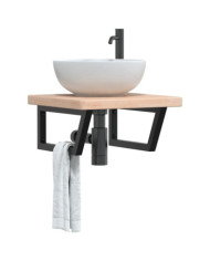 Étagère de vasque murale acier et bois de chêne massif | Mobilier & Déco